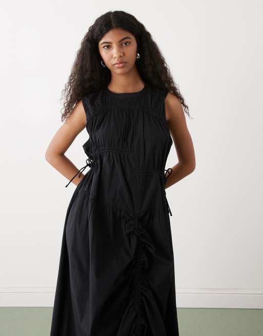 COLLUSION multi channel midi dress in black, 2 of 4