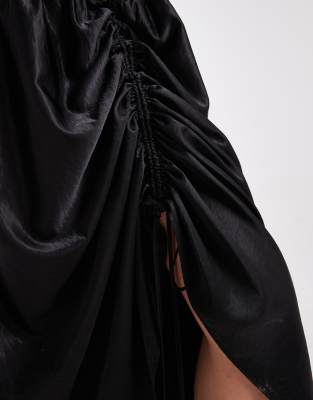 Collusion Multi Channel Satin Maxi Dress In Black