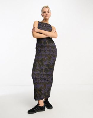 COLLUSION multi-wear printed cami maxi dress in purple