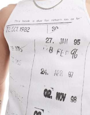 Collusion Muscle Festival Tank Top With Vintage Print In White