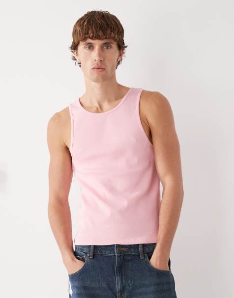 COLLUSION muscle fit ribbed tank top in pink - view 1