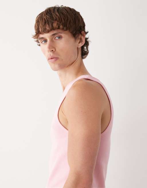 COLLUSION muscle fit ribbed tank top in pink, 4 of 5