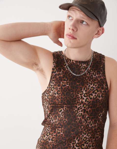 COLLUSION muscle ribbed tank top with animal print - view 1