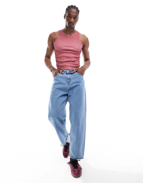 COLLUSION muscle ribbed vest in red wash - view 1