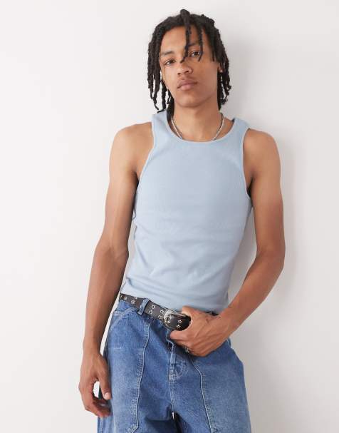 COLLUSION muscle singlet in dusty blue - view 1