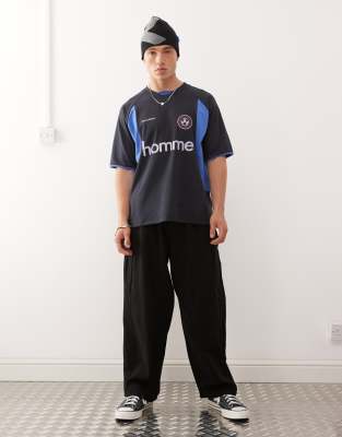 Collusion Navy Blue Football Top-multi In Black