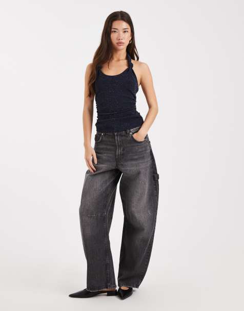 COLLUSION – Neckholder-Oberteil in glitzerndem Mitternachtsblau mit Knotendetail - view 1