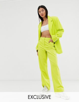 COLLUSION neon cord trousers-Green