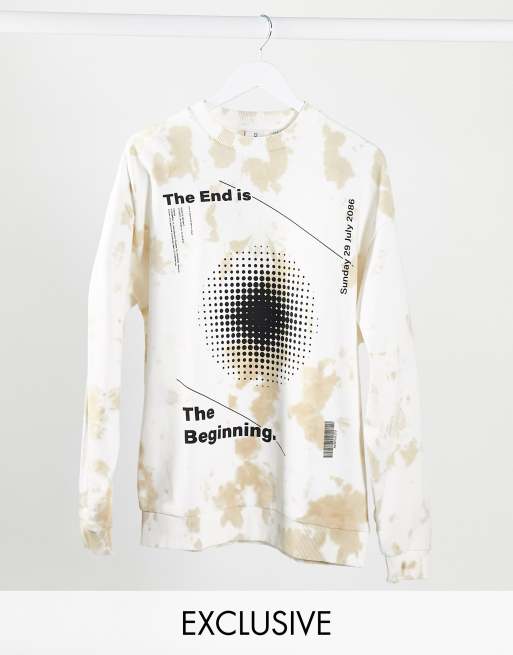 COLLUSION neutral tie dye oversized sweatshirt with text print | ASOS