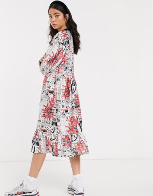 collusion check print smock dress