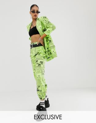 newspaper print joggers