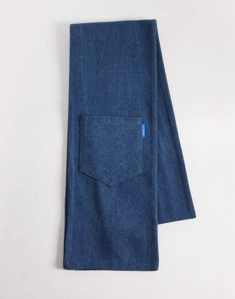 COLLUSION denim scarf with mid wash in blue