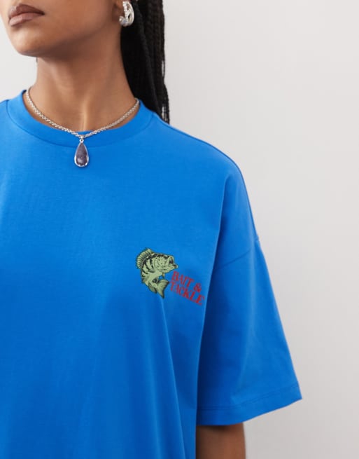COLLUSION – Niebieski T-shirt z grafiką ryby, 2 z 4