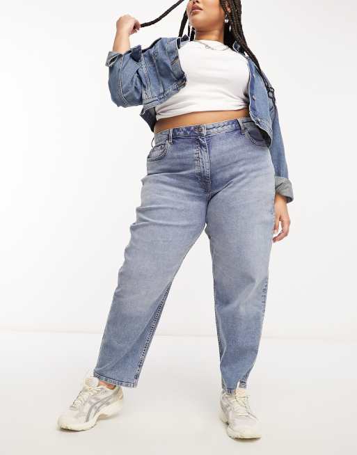 COLLUSION – Niebieskie jeansy mom fit plus size