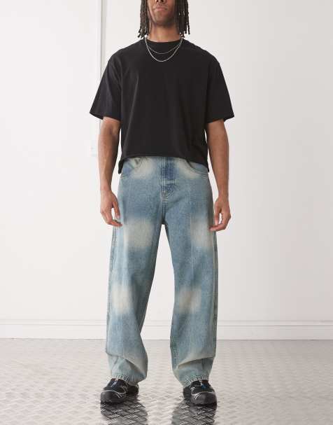 COLLUSION baggy tie dye jean in blue