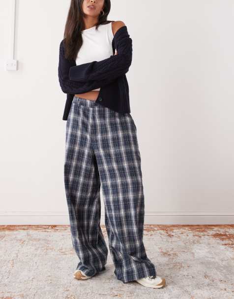 COLLUSION low rise balloon trouser in blue check