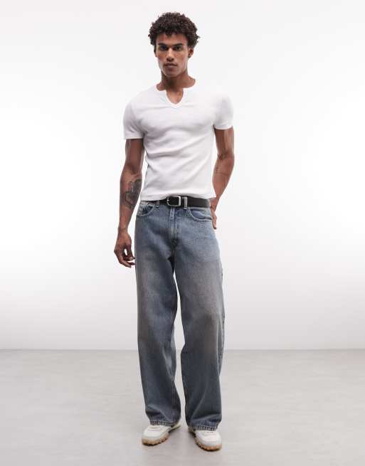 COLLUSION notch neck short sleeve t-shirt in white, 3 of 5