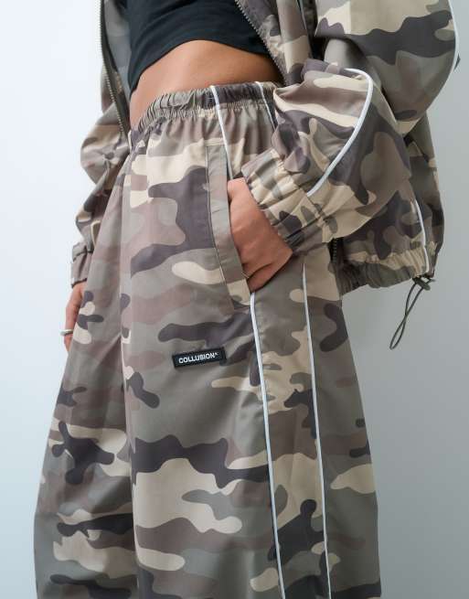 COLLUSION nylon baggy sweatpants in camo print set, 3 of 5