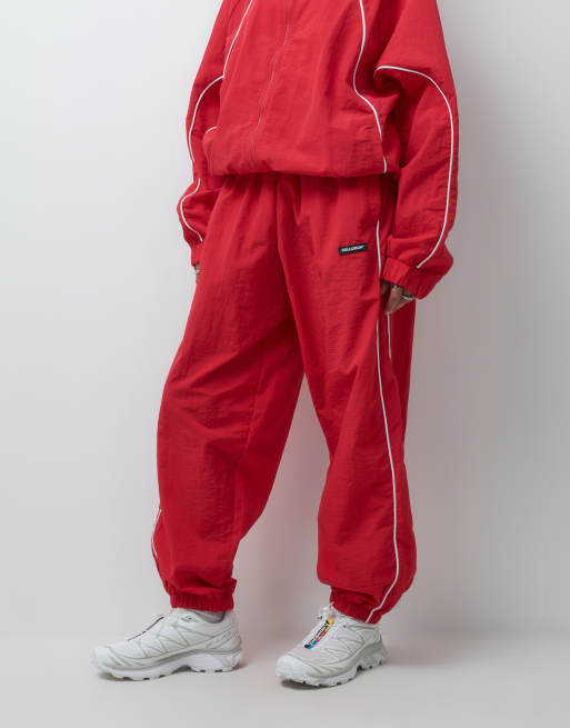COLLUSION nylon baggy sweatpants in red set, 3 of 5