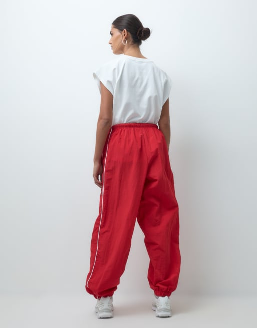 COLLUSION nylon baggy sweatpants in red set, 4 of 5