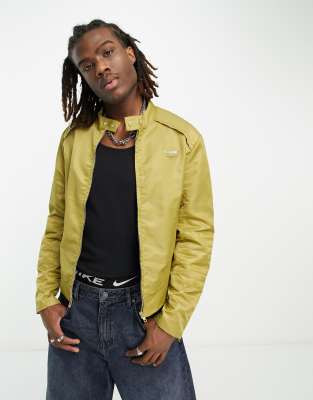 COLLUSION nylon biker jacket in olive green