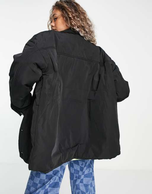 COLLUSION nylon cargo jacket in black