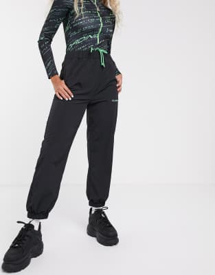 black nylon joggers womens