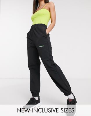 black nylon joggers womens