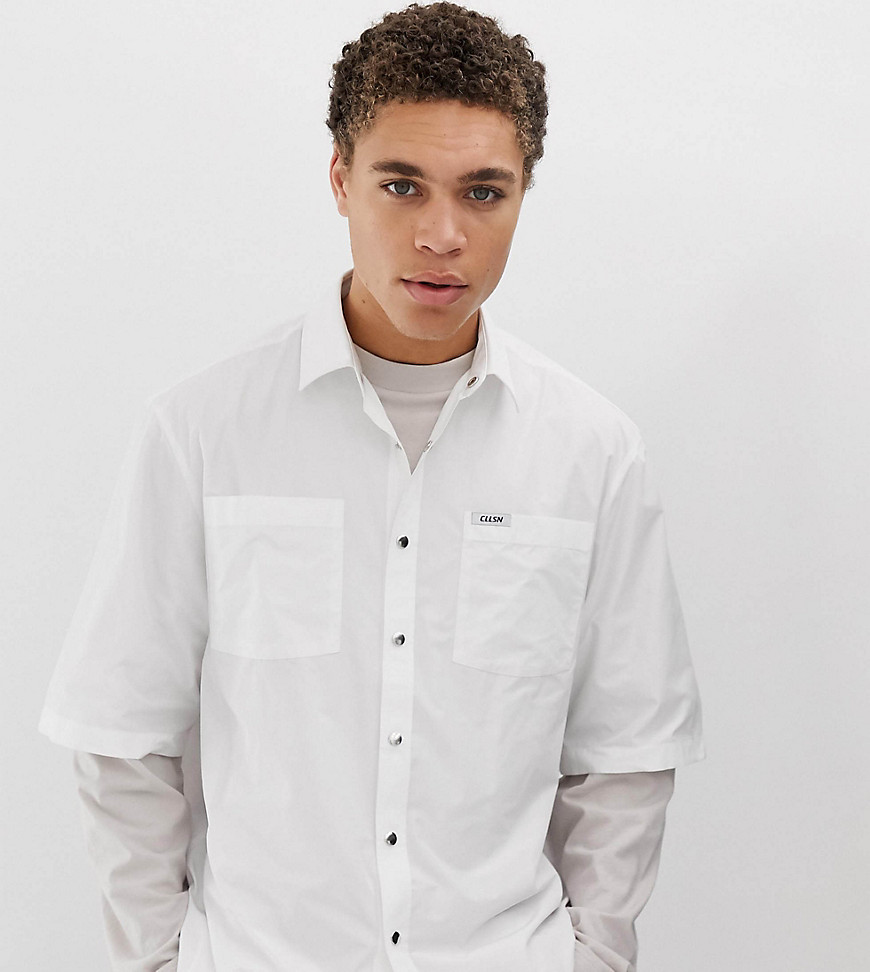COLLUSION - Nylon overhemd met zakken-Wit