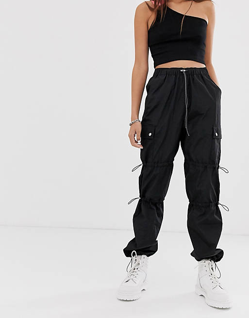 COLLUSION nylon pants with pockets in black