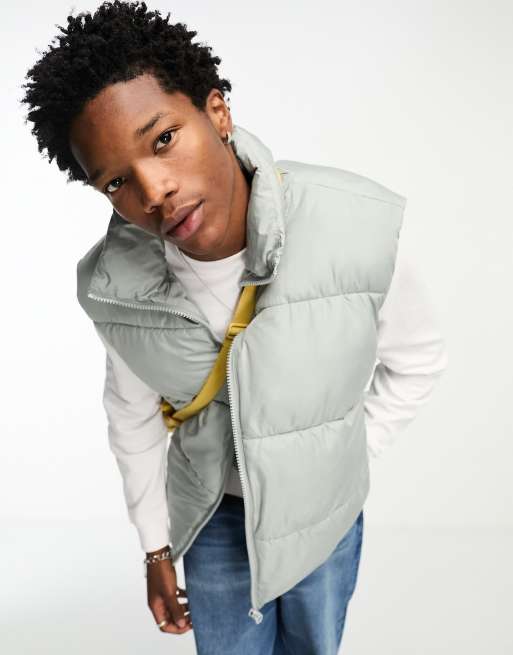 COLLUSION nylon puffer vest in gray