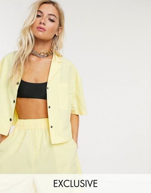 COLLUSION nylon shirt in yellow co-ord