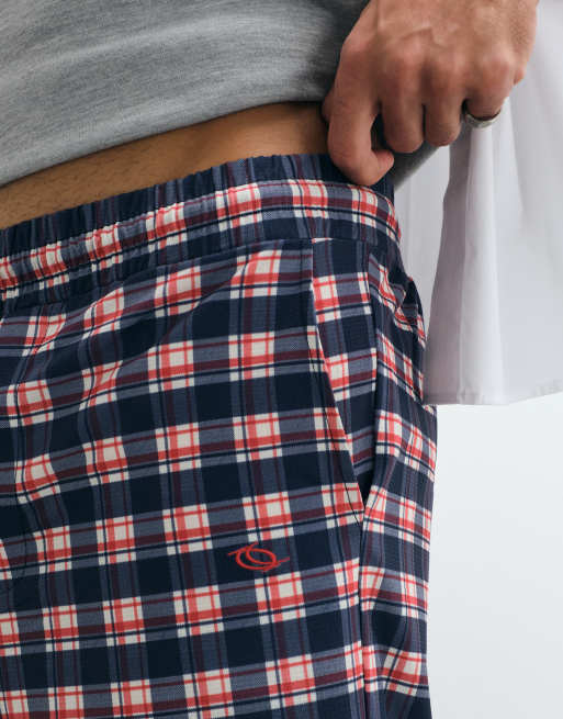 COLLUSION – Nylon-Shorts in Blau und Rot kariert, 4 von 5