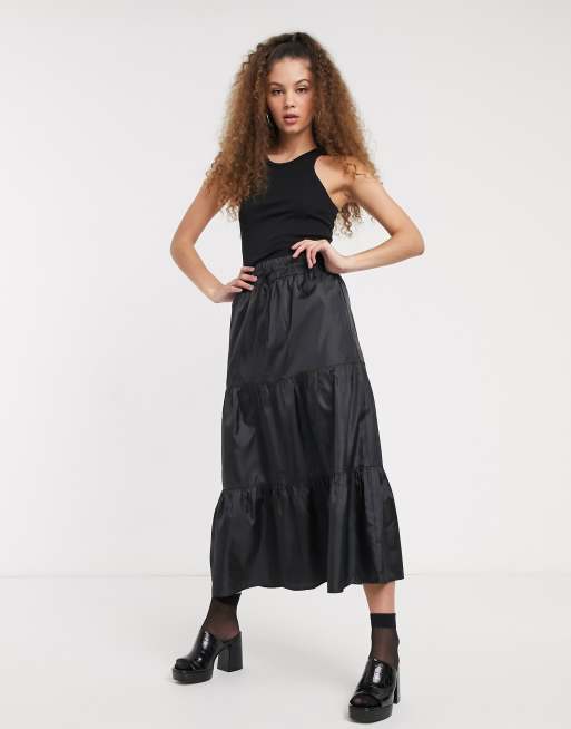 COLLUSION nylon tiered maxi skirt