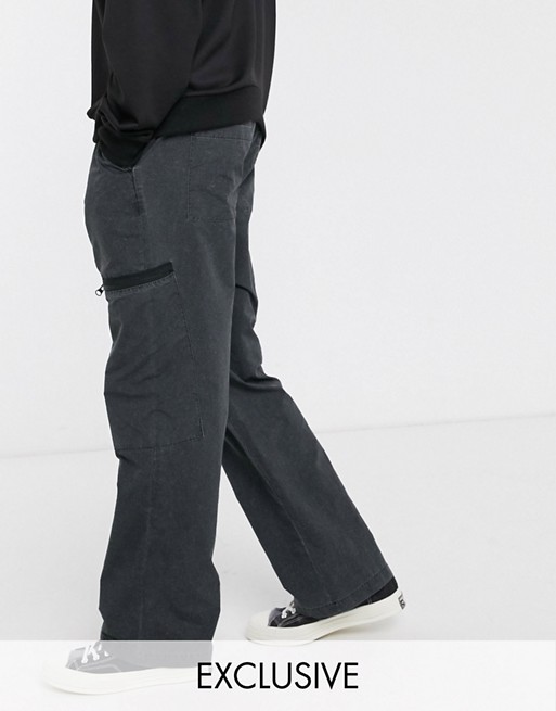 COLLUSION nylon trouser with zips  in washed black