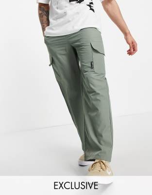 green nylon pants