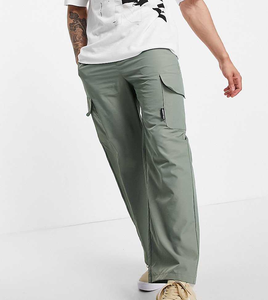 COLLUSION nylon wide leg pants with pockets in green