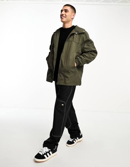 COLLUSION nylon zip through anorak in khaki | ASOS