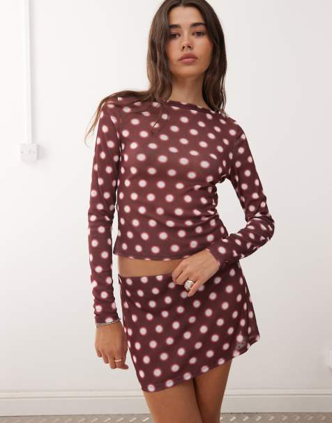COLLUSION – Oberteil mit U-Boot-Ausschnitt und verschwommenen Polka Dots - view 1