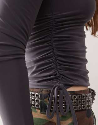 Collusion Off Shoulder Cut Out Detail Top In Gray