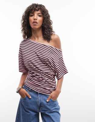 Collusion Off Shoulder Drapey Top In Pink