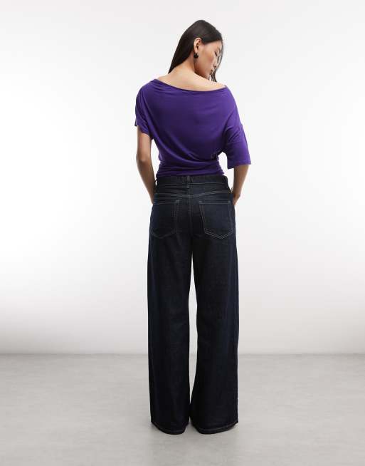 COLLUSION  off shoulder drapey top in purple, 3 of 4