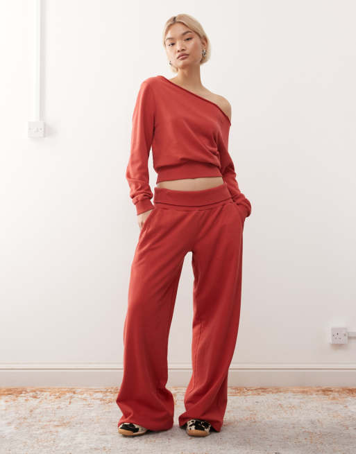 COLLUSION off shoulder sweatshirt washed red (part of a set), 3 of 4