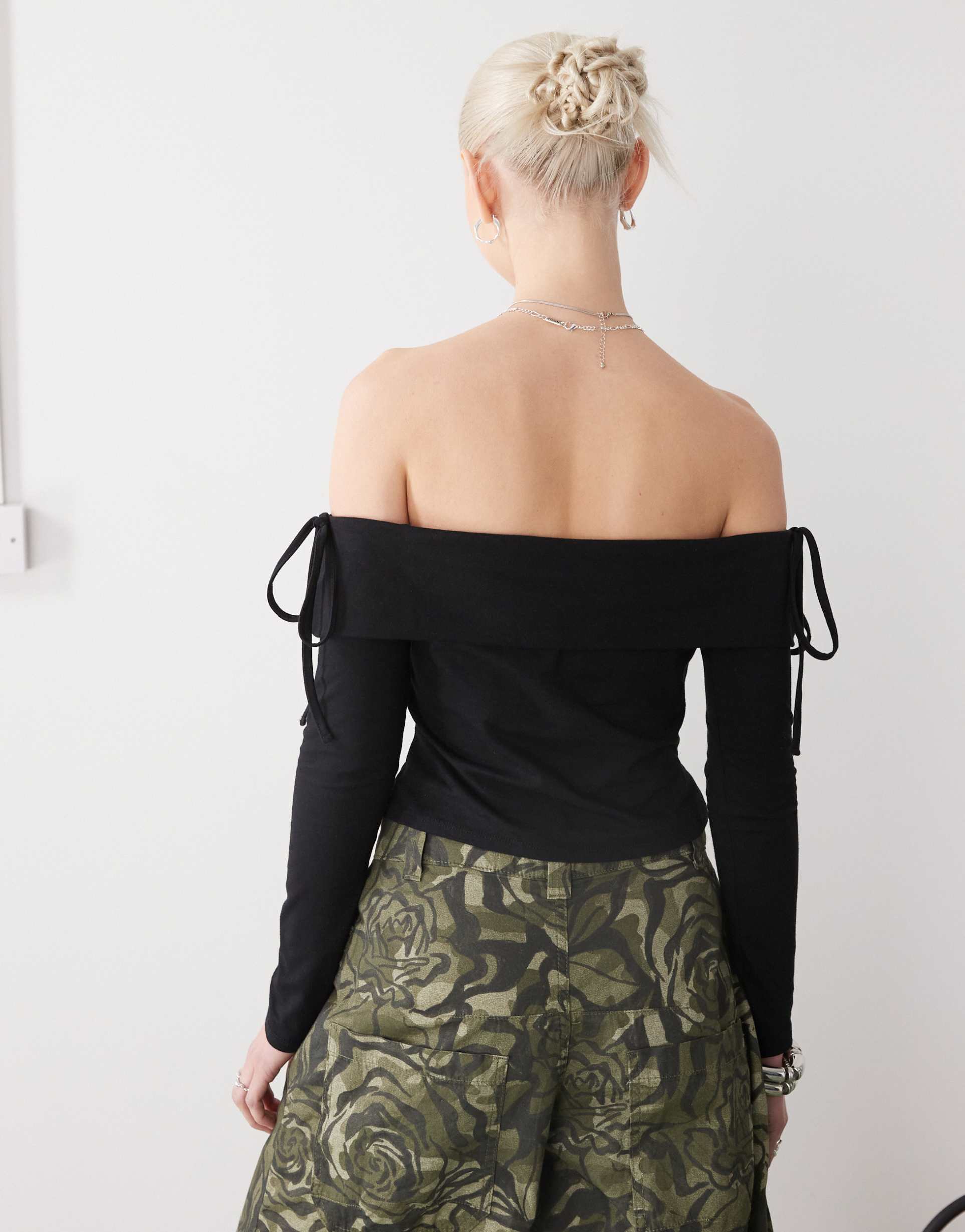 collusion off shoulder top with shoulder bow detail