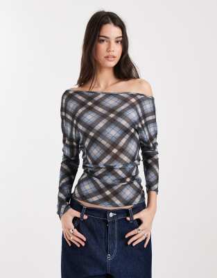 Collusion Off The Shoulder Cinched Waist Top In Multi