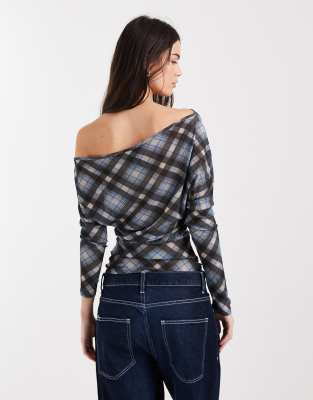 Collusion Off The Shoulder Cinched Waist Top In Multi