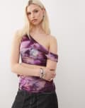 [Collusion] COLLUSION off the shoulder floral printed top-Multi M Blur floral