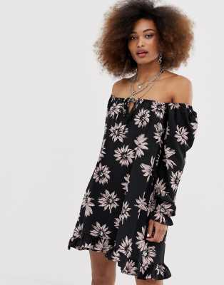 off the shoulder swing dress