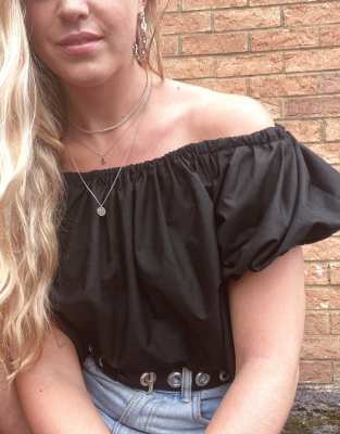 plain black off the shoulder top