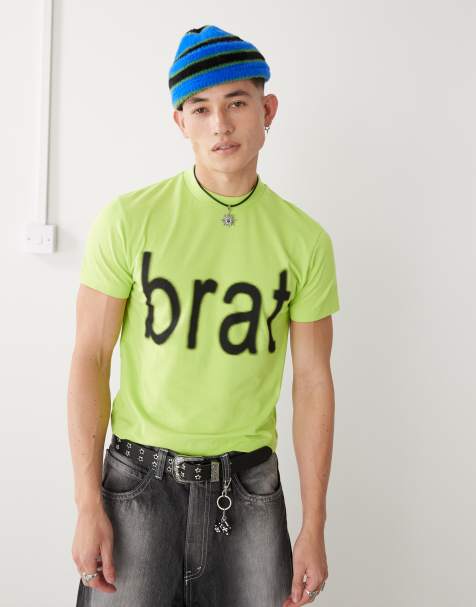 COLLUSION official Charli XCX Brat slogan shrunken t-shirt in green - view 1